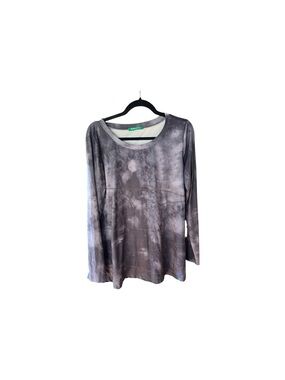 Women's Gray Tie-Dye Long Sleeve Scoop Neck workout Top